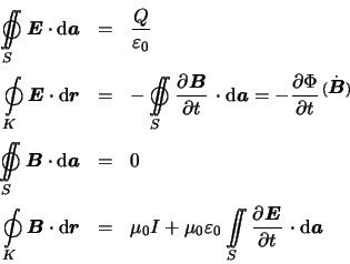 Maxwell Gleichungen integral